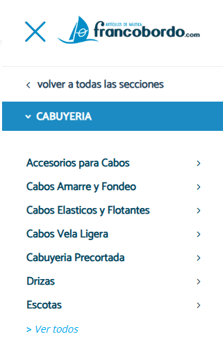 ejemplo subcategorías de cabuyería de competidor