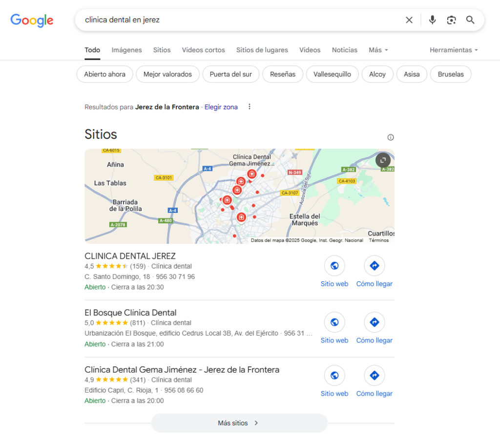ejemplo de seo local para dentistas
