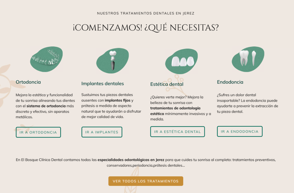 cluster de temáticas de tratamientos dentales