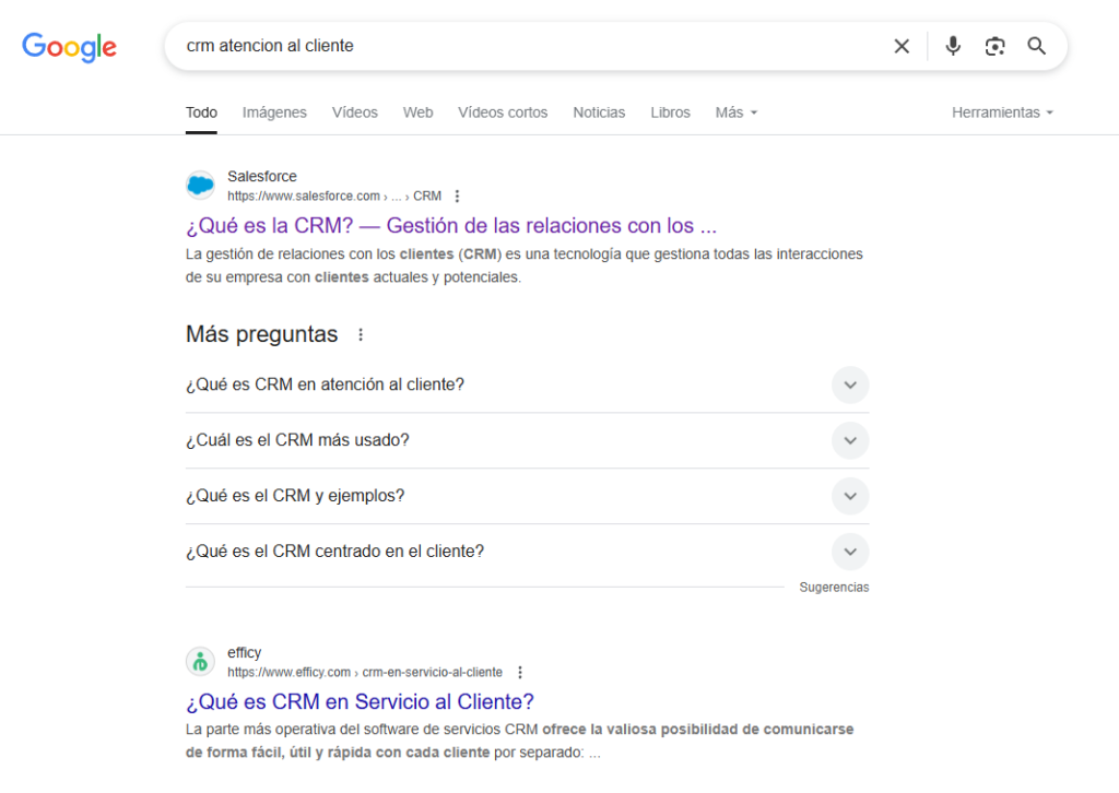 ejemplo de resultado de busqueda de salesforce