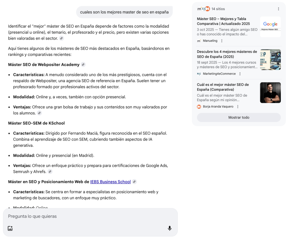 busqueda comparativa en google ai mode