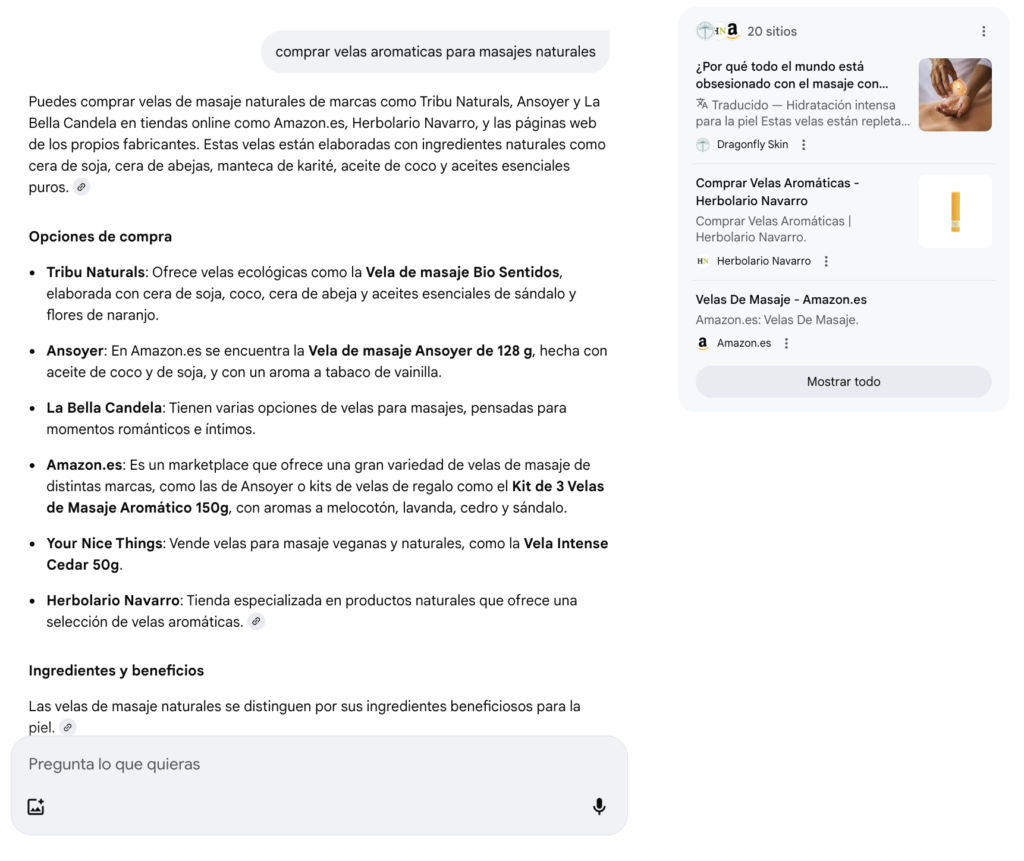busqueda transaccional de producto long tail en google ai mode