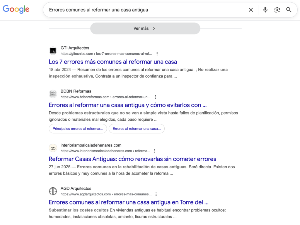 ejemplo búsquedas informacionales arquitectos