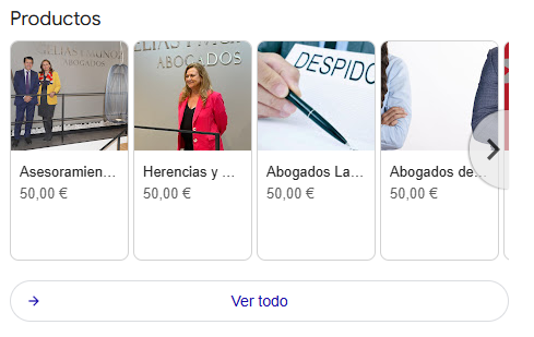 ejemplo productos en fichas gbp